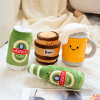 Peluche Chope de Bière & Tonneau Mousse – Doudou Kawaii Rigolo Boisson
