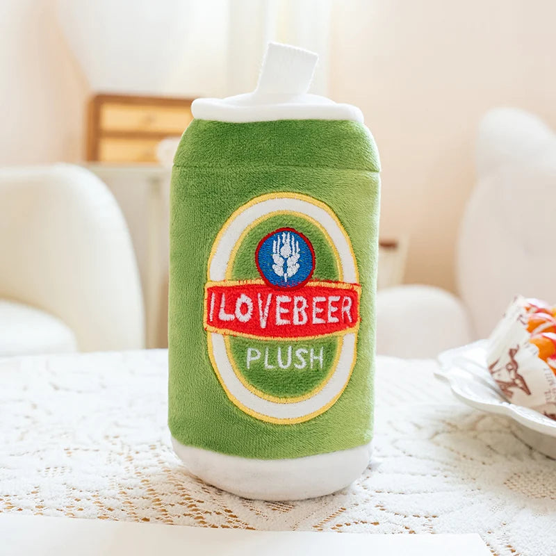 Peluche Chope de Bière & Tonneau Mousse – Doudou Kawaii Rigolo Boisson