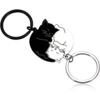Duo Porte-Clés Chats Yin Yang Noir & Blanc – Pendentif Couple & Équilibre