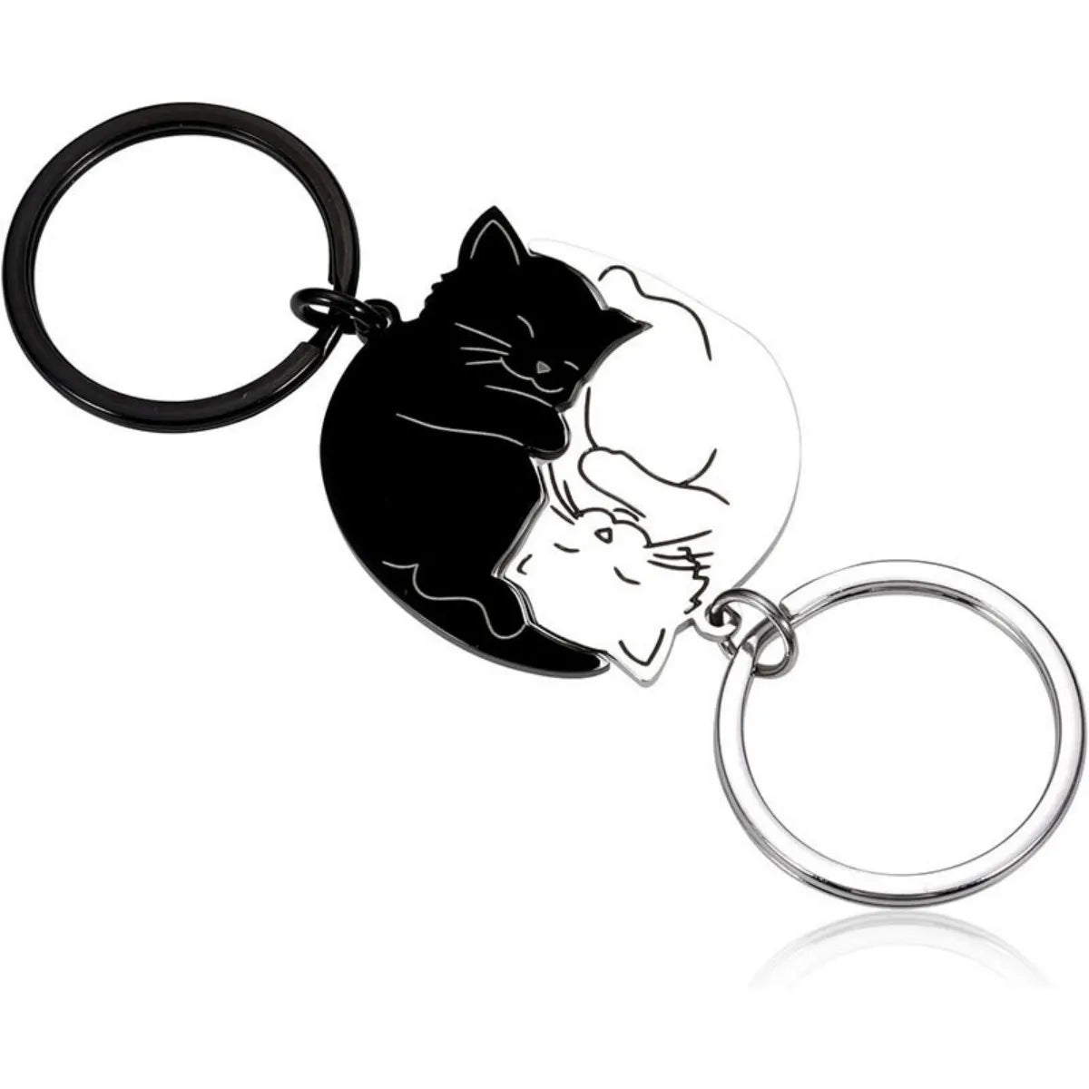 Duo Porte-Clés Chats Yin Yang Noir & Blanc – Pendentif Couple & Équilibre