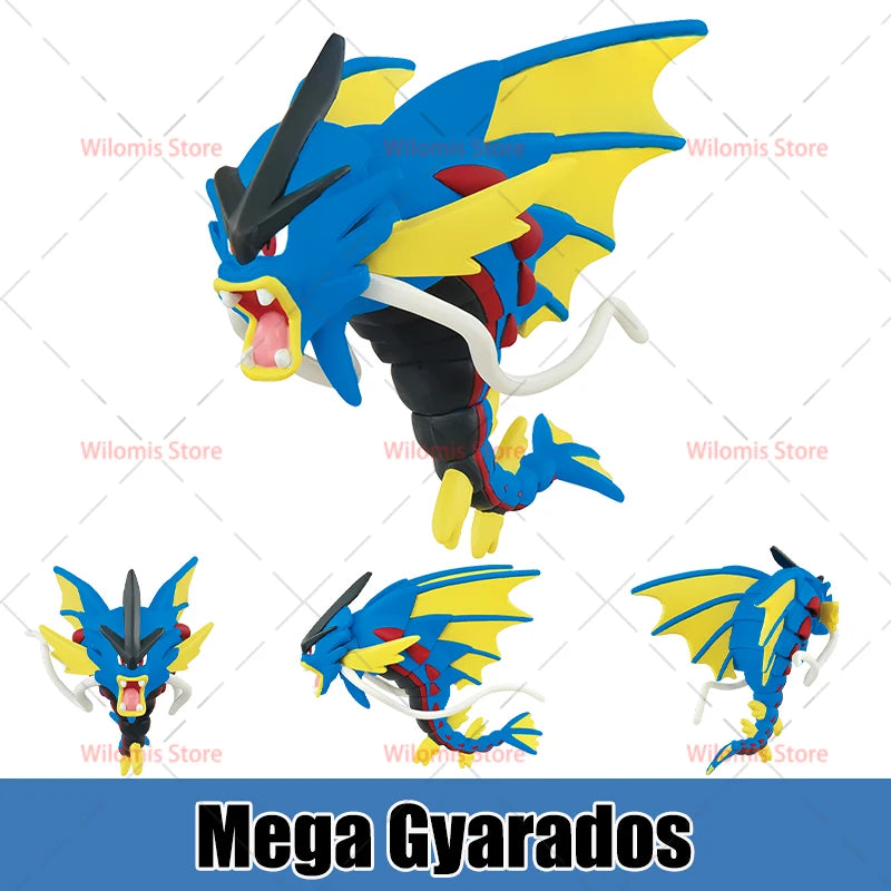 Figurines Pokémon de collection regroupant des formes évoluées et des Méga-Évolutions emblématiques.