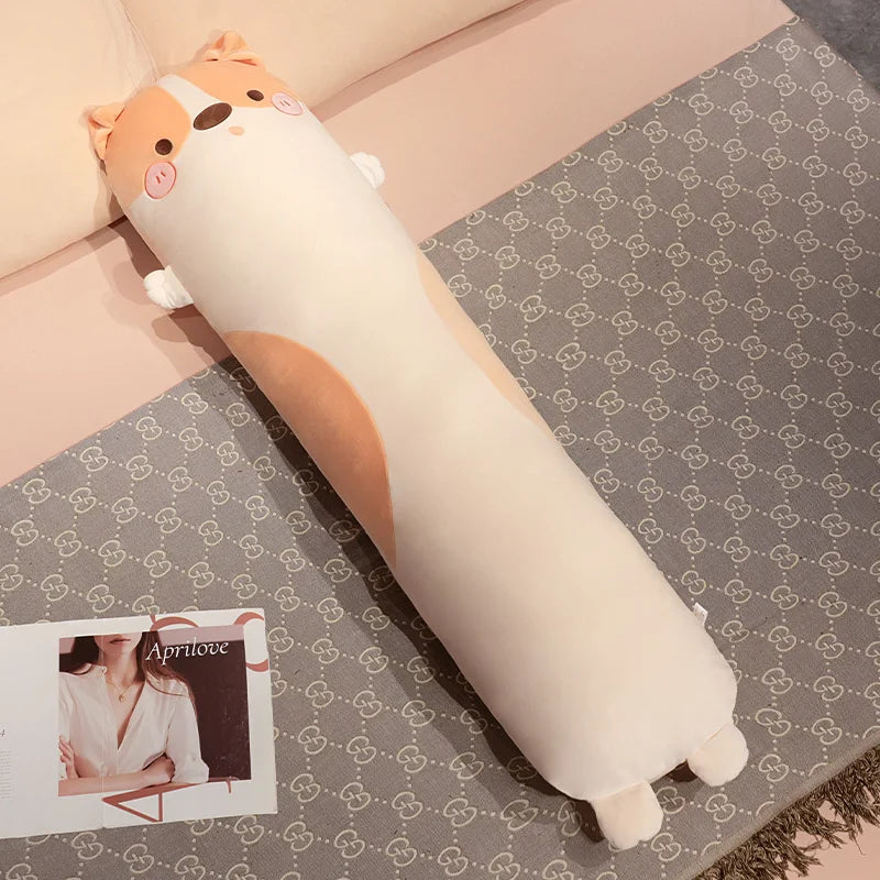 Peluche Longue Chien Polochon Géant – Coussin de Corps Moelleux & Traversin Sommeil