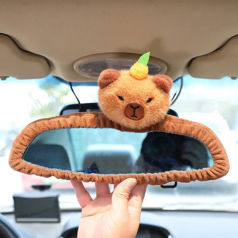 Kit Accessoires Auto Peluche Capybara – Repose-Tête, Protège-Ceinture & Boîte Mouchoirs