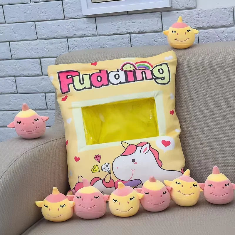 Sachet de Peluches Paquet de Gâteaux Kawaii – Coussin Snack Rempli de Mini Doudous