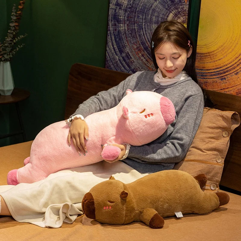 Peluche Capybara Géant Moelleux – Grand Doudou Long Traversin Câlin