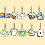 Lot Porte-Clés Chats Mèmes Internet – Pendentifs Illustration Chat Mignon & Drôle