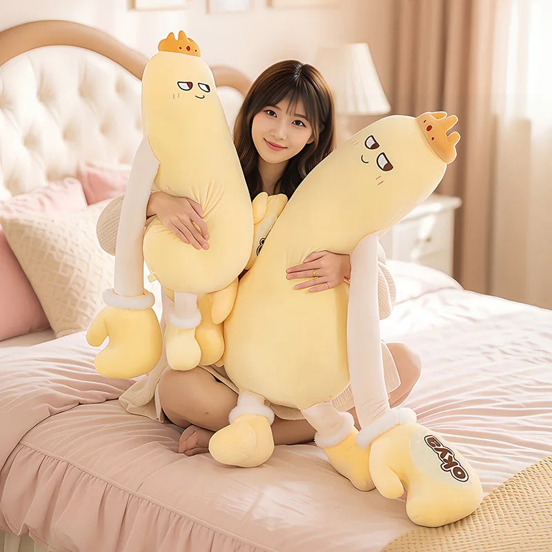 Peluche Banane Rigolote avec Couronne – Coussin Fruit Mangue Original Expressif