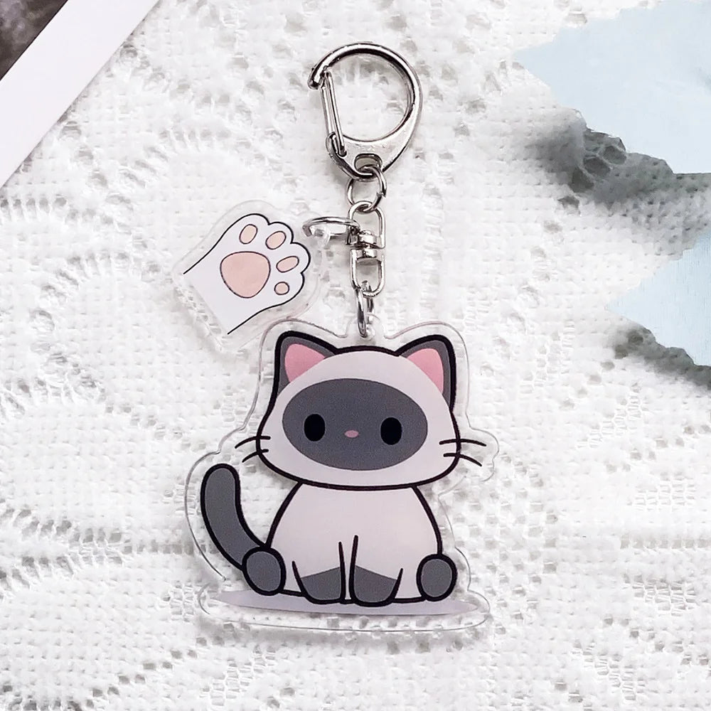 Porte-Clés Chat Acrylique Transparent – Pendentif Sac Dessin Animé & Félins