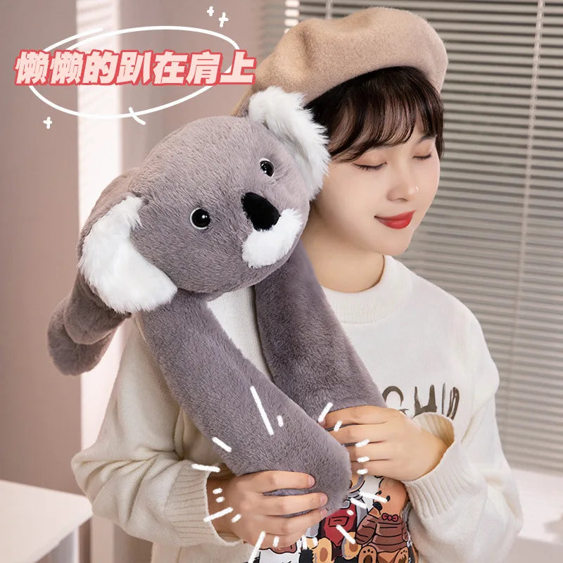 Peluche Animal Longs Bras Suspendu – Panda Rouge, Koala, Dino, Girafe avec Scratch