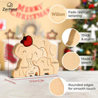 Statuette Éléphants Famille en Bois Personnalisée – Puzzle Décoratif Cœur & Prénoms
