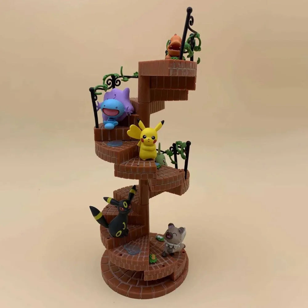 Lot de figurines Pokémon regroupant des starters eau et leurs évolutions en posture dynamique sur socles de vagues