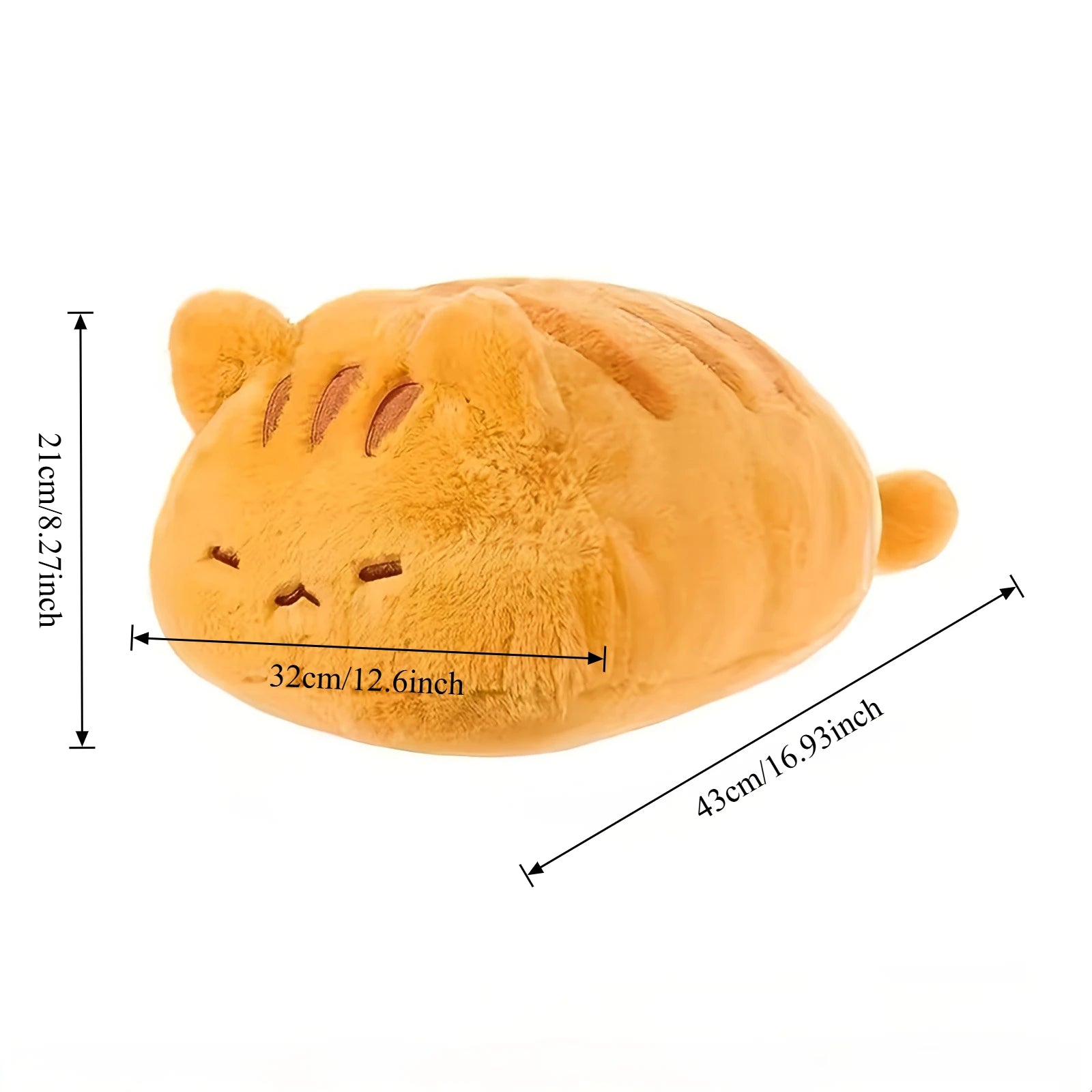 Peluche Chat Roux Moelleux Allongé – Coussin Matou Rayé Doux pour Câlin