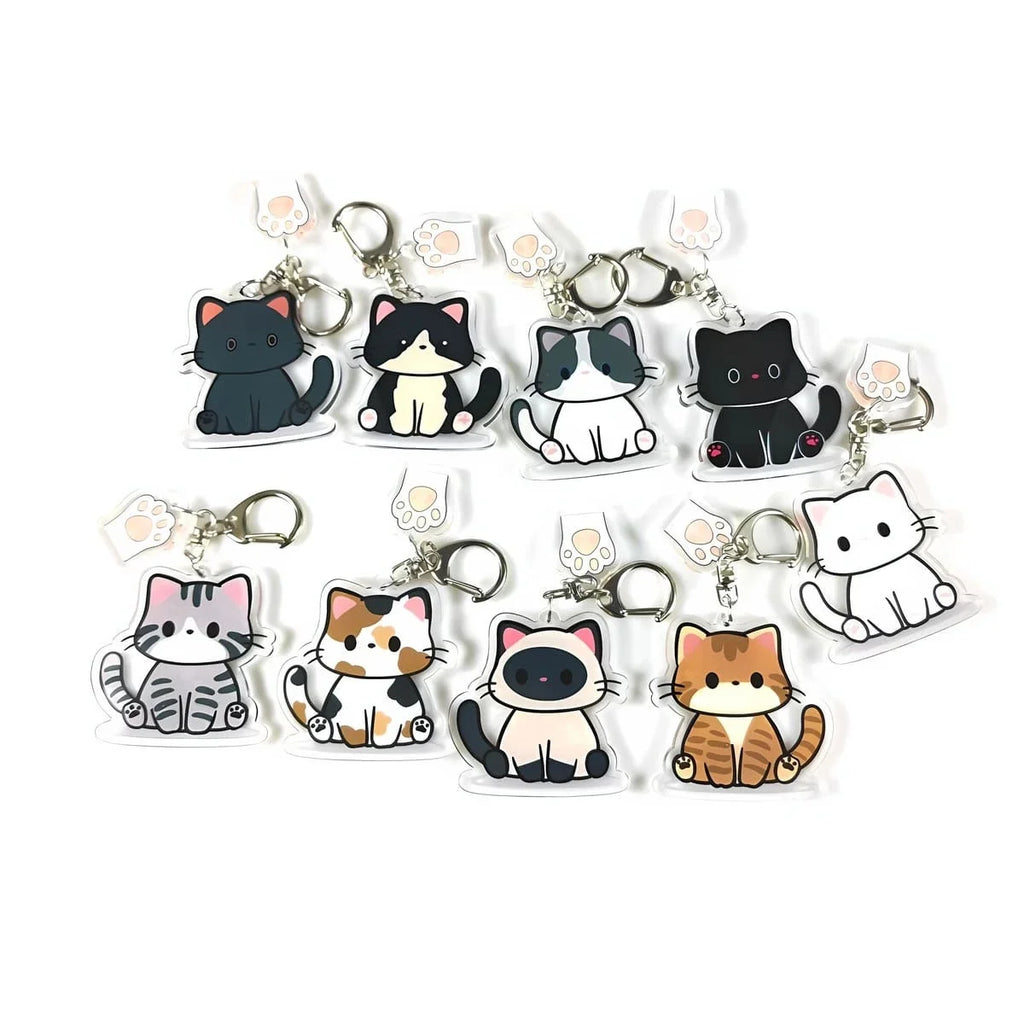 Porte-Clés Chat Acrylique Transparent – Pendentif Sac Dessin Animé & Félins
