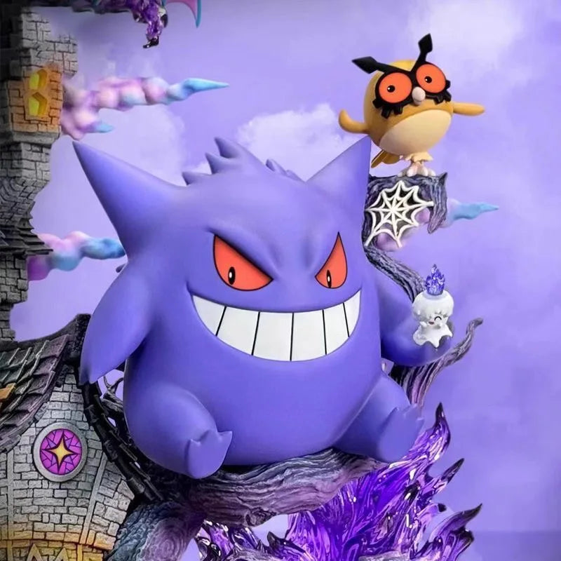 Statue Figurine Pokémon Maison Hantée - Ectoplasma, Mimiqui & Ambiance Halloween (32cm)