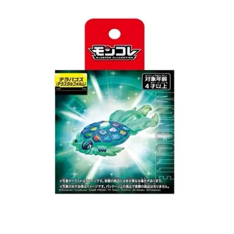 Sélection de figurines Pokémon variées incluant des Pokémon emblématiques, des formes de Teracristal et des dresseurs.