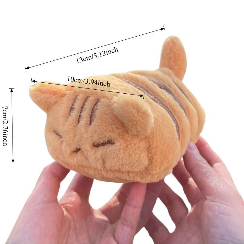 Peluche Chat Roux Moelleux Allongé – Coussin Matou Rayé Doux pour Câlin