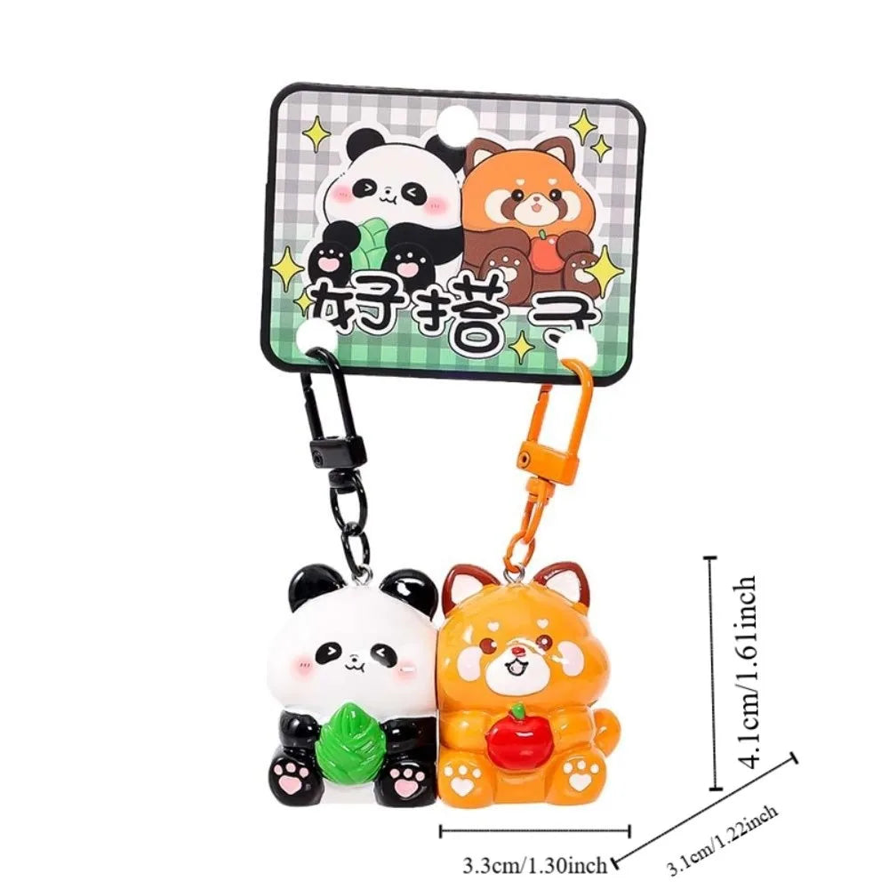 Lot de 2 Porte-Clés Animaux Kawaii – Pendentifs Panda, Canard & Chat en Résine