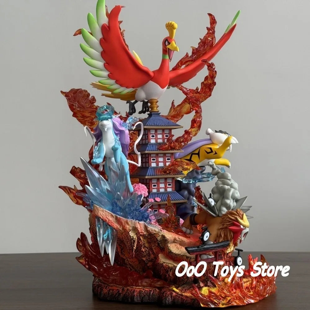 Statue Figurine Pokémon Ho-Oh & Fauves Légendaires - Effet Temple Céleste
