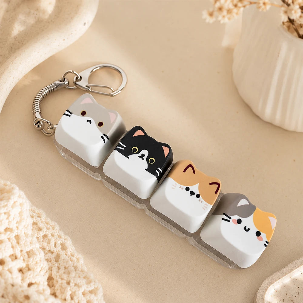 Porte-Clés Touche Clavier Fidget Chat – Jouet Anti-Stress Clic Klicker Kawaii
