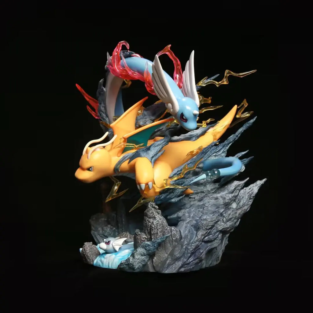 Statue Figurine Pokémon Évolution Dracolosse - Minidraco & Draco (30cm)