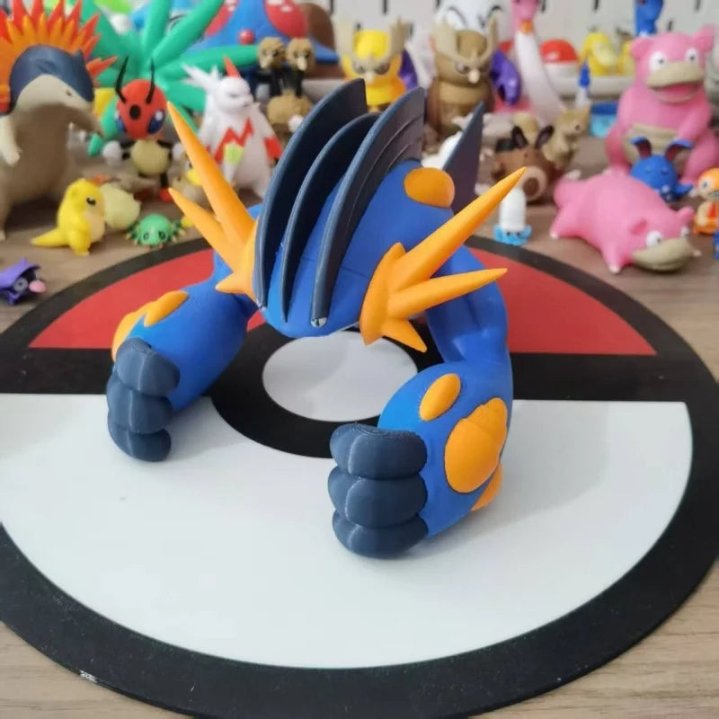 Figurine Pokémon imposante de Méga-Laggron en posture de combat dynamique
