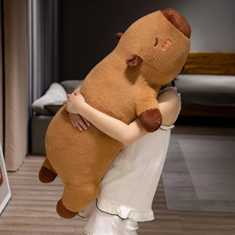 Peluche Capybara Géant Moelleux – Grand Doudou Long Traversin Câlin
