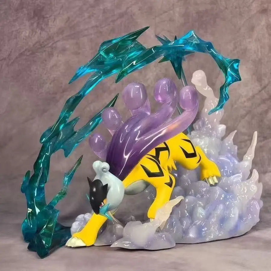 Statue Figurine Pokémon Raikou Énergie - Effet Cristal Translucide (15cm)