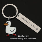 Porte-Clés Canard Rigolo avec Message – Pendentif Métal Humour Couple