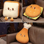 Coussin Peluche Fast-Food Kawaii – Doudou Pain de Mie, Cuisse de Poulet & Burger
