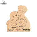 Statuette Silhouette Famille en Bois Personnalisée – Puzzle Décoratif Parents & Enfant