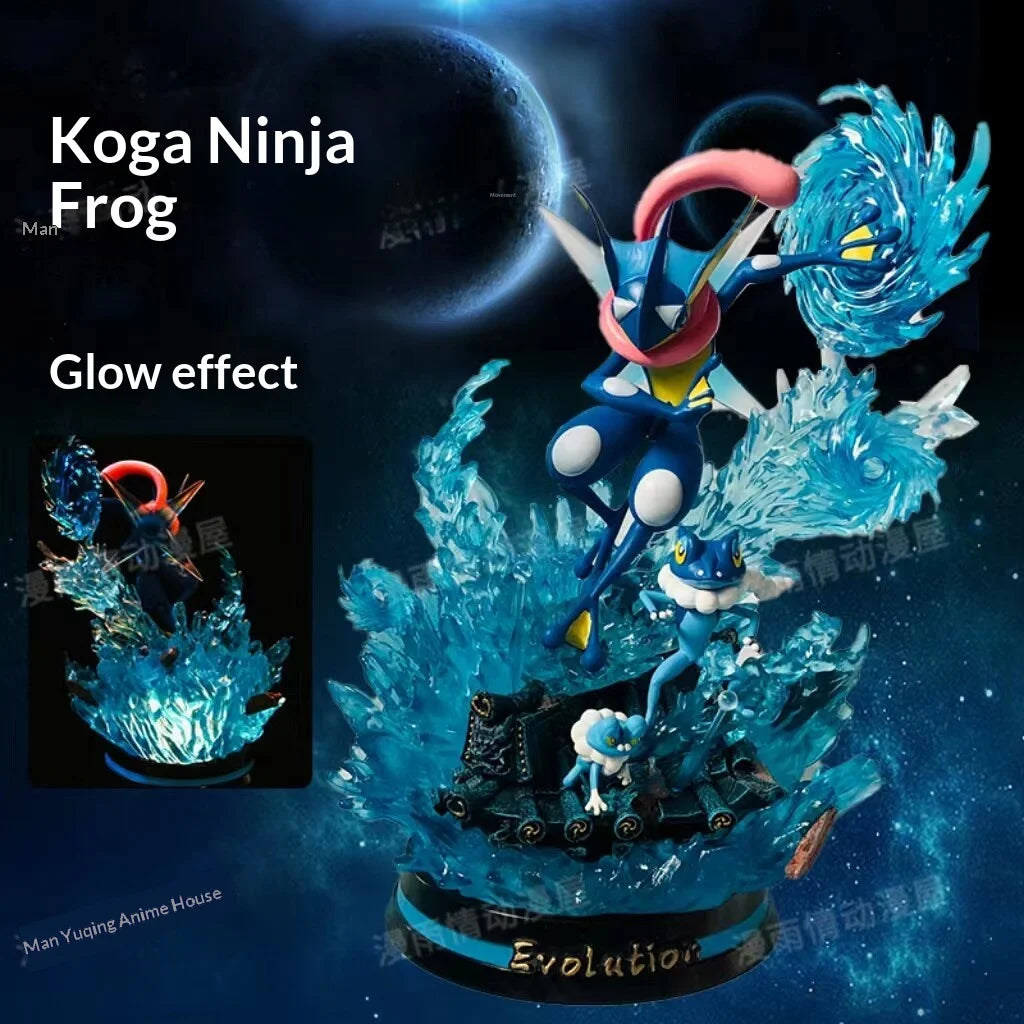 Statues de collection premium représentant divers Pokémon emblématiques accompagnés de socles et d'effets d'attaque spectaculaires.