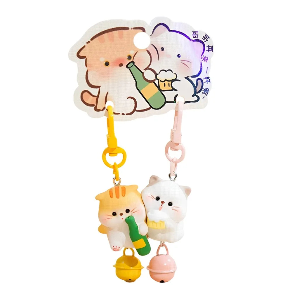 Duo Porte-Clés Chats Gourmands – Pendentif Sac Bubble Tea & Glace