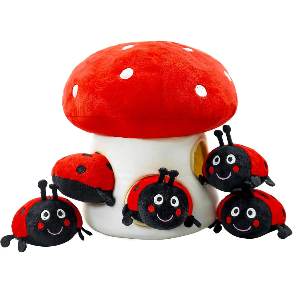 Peluche Champignon Rouge Cache-Cache – Maison Remplie de Mini Coccinelles