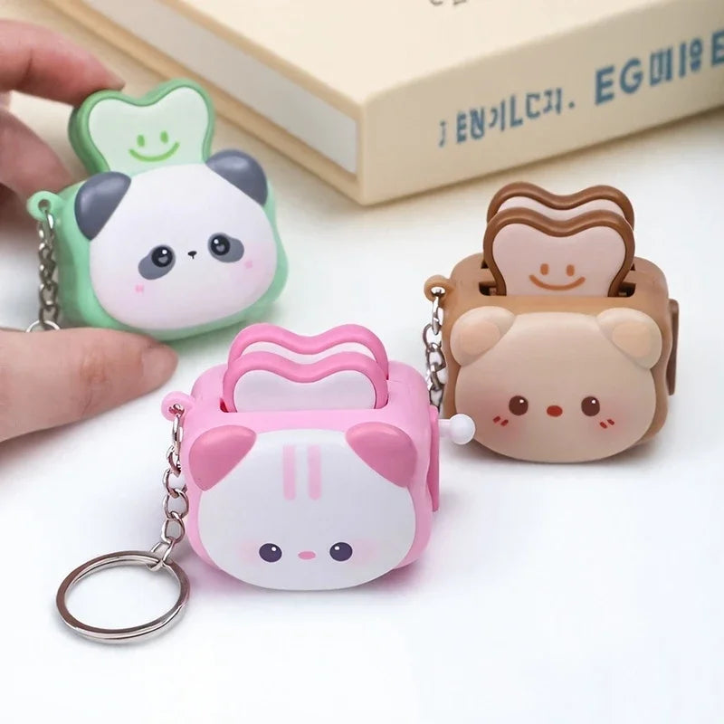 Porte-Clés Grille-Pain Toast Animaux – Pendentif Pop-Up Panda, Lapin & Ours