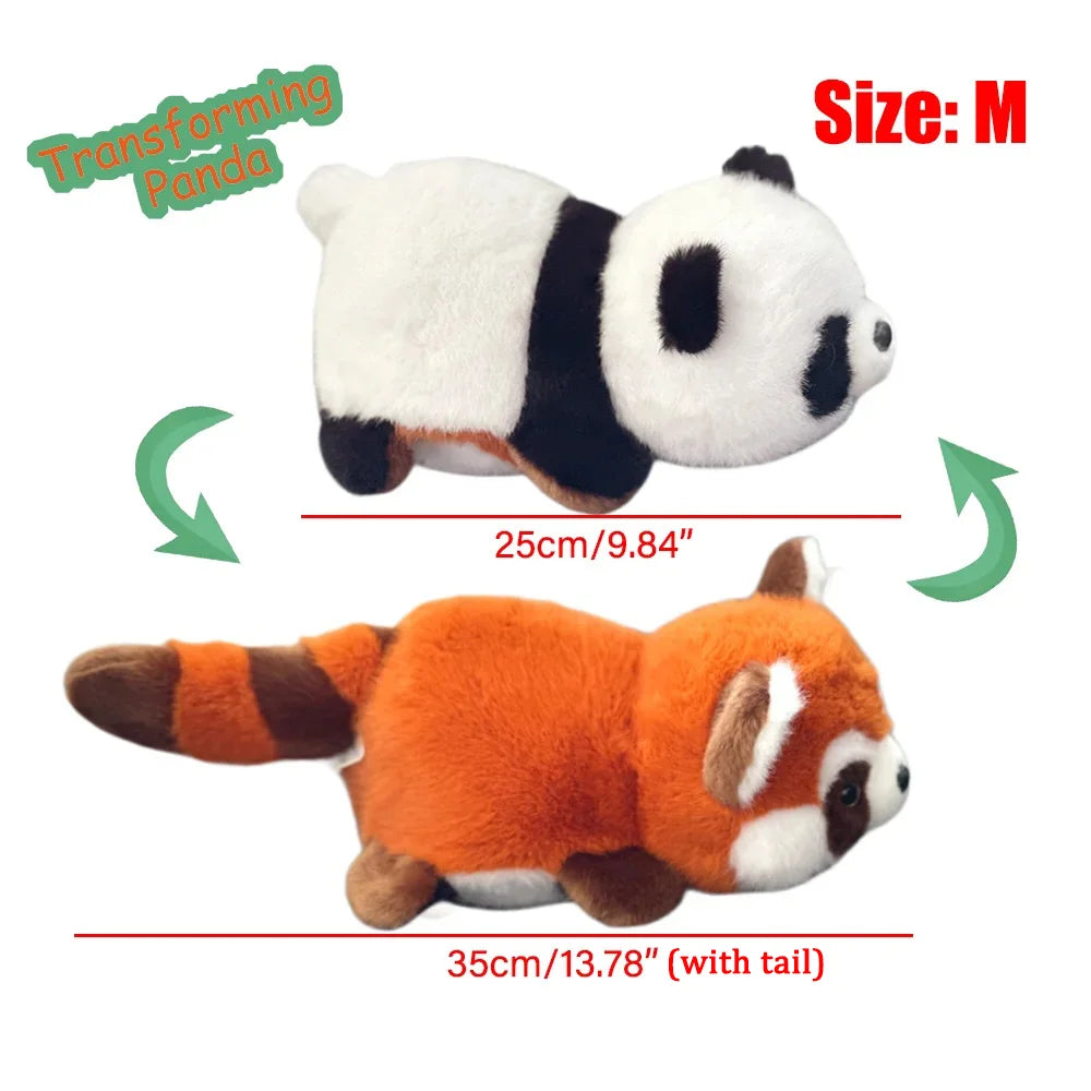 Peluche Reversible Panda & Panda Rouge – Doudou 2-en-1 Double Face