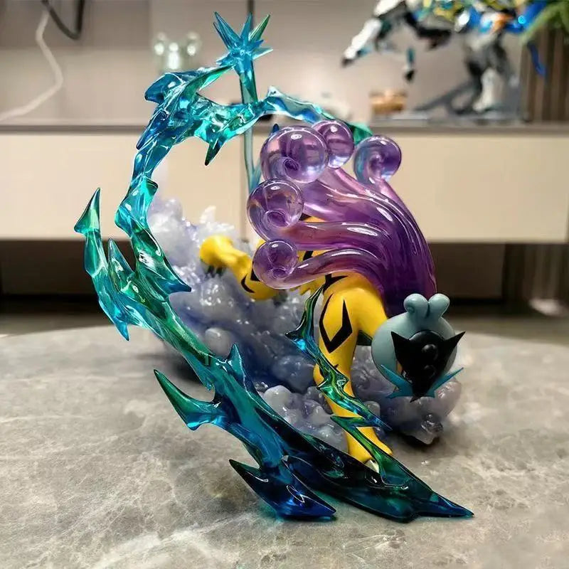 Statue Figurine Pokémon Raikou Énergie - Effet Cristal Translucide (15cm)