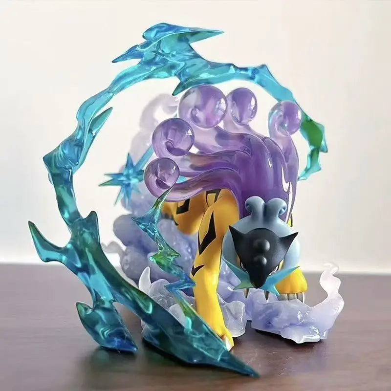Statue Figurine Pokémon Raikou Énergie - Effet Cristal Translucide (15cm)