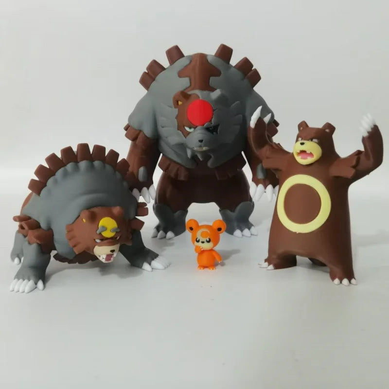 Figurines Pokémon de la ligne évolutive de Teddiursa, Ursaring et Ursaking (Hisui).