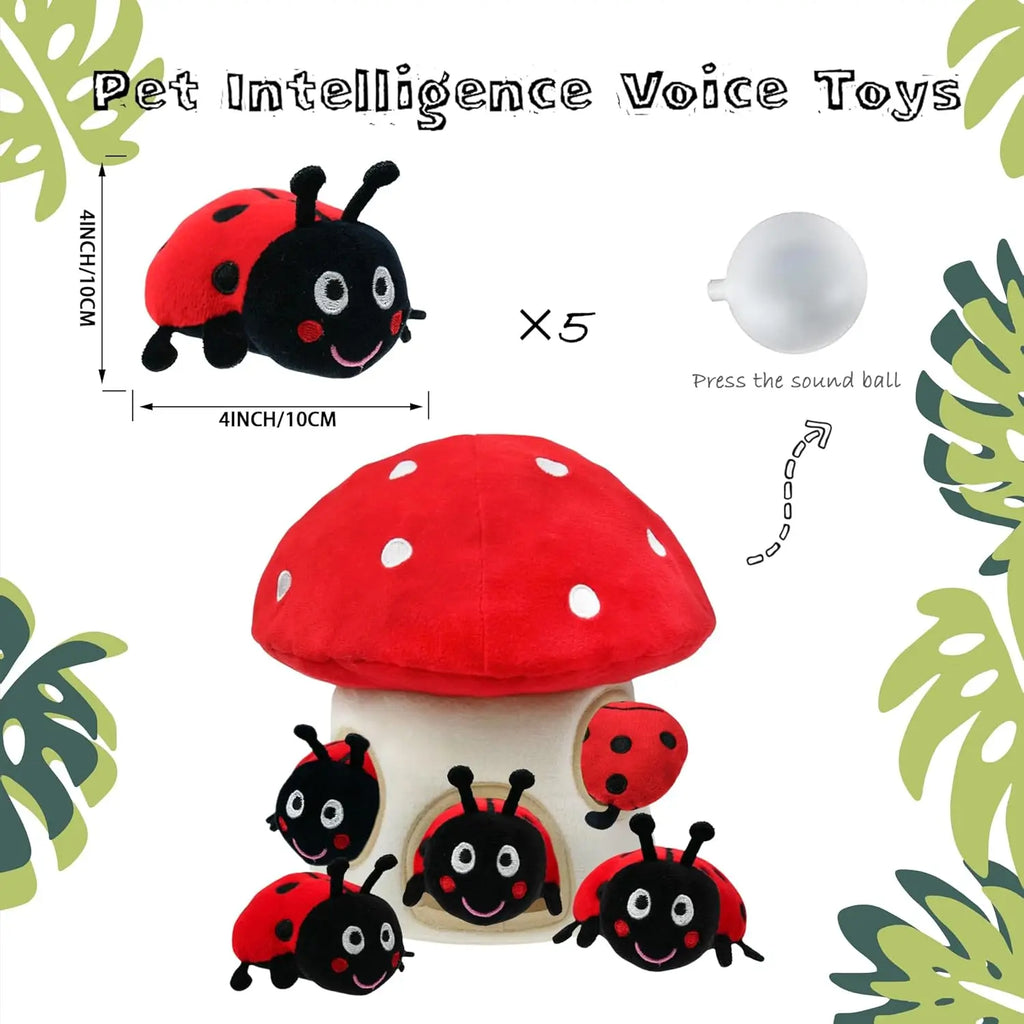 Peluche Champignon Rouge Cache-Cache – Maison Remplie de Mini Coccinelles