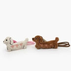 Porte-Clés Peluche Teckel Marron – Charm Sac Chien Saucisse Moelleux