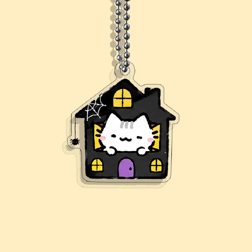 Lot Porte-Clés Chats Halloween – Pendentifs Citrouille, Fantôme & Sorcière Kawaii