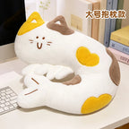 Peluche Chat Incurvée Forme crevette – Coussin de Nuque Moelleux Animaux