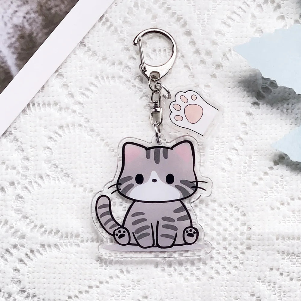 Porte-Clés Chat Acrylique Transparent – Pendentif Sac Dessin Animé & Félins