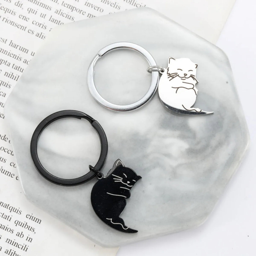 Duo Porte-Clés Chats Yin Yang Noir & Blanc – Pendentif Couple & Équilibre