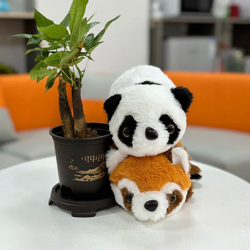 Peluche Reversible Panda & Panda Rouge – Doudou 2-en-1 Double Face