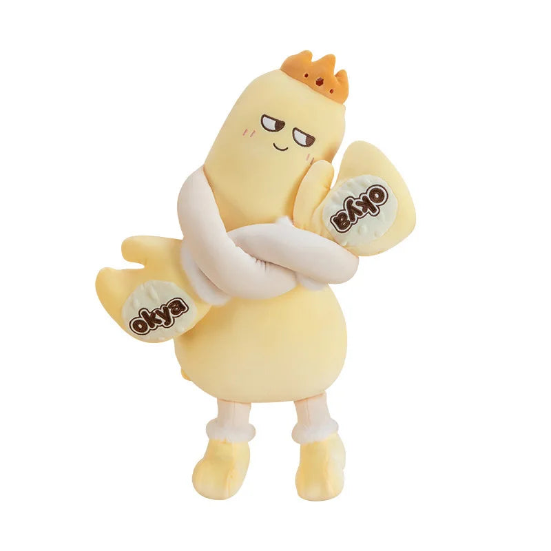 Peluche Banane Rigolote avec Couronne – Coussin Fruit Mangue Original Expressif