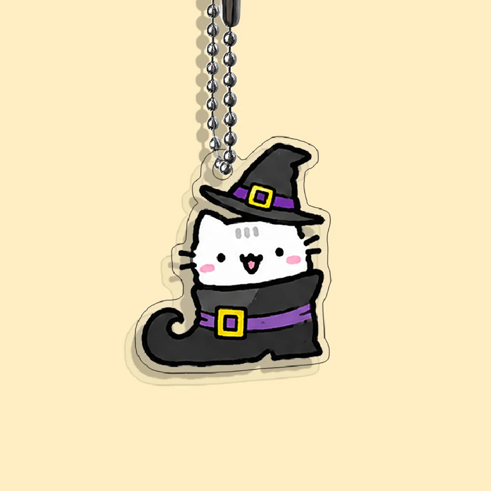 Lot Porte-Clés Chats Halloween – Pendentifs Citrouille, Fantôme & Sorcière Kawaii