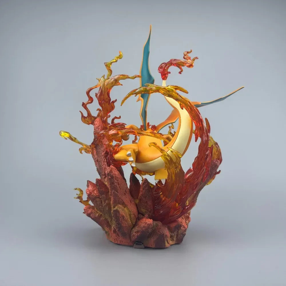 Statue Figurine Pokémon Évolution Dracaufeu - Effet Flamme Céleste (30cm)
