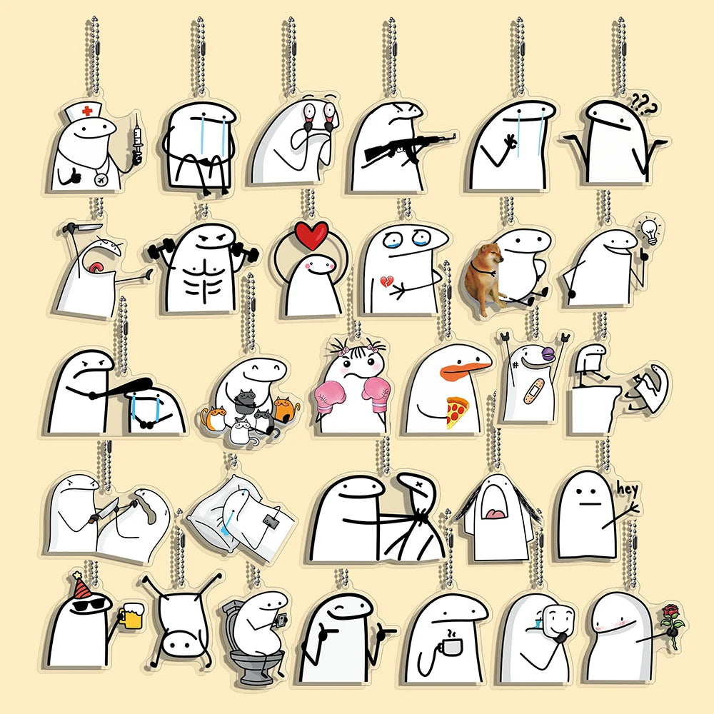 Lot Porte-Clés Flork Meme Humoristiques – Pendentifs Bonhomme Allumette Expressif