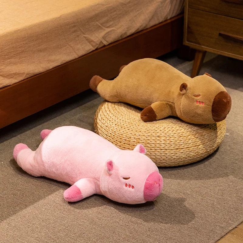 Peluche Capybara Géant Moelleux – Grand Doudou Long Traversin Câlin